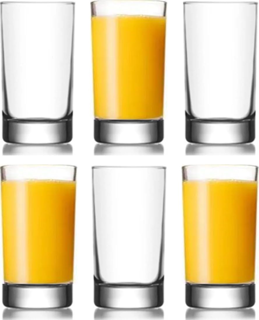 BOHEMS Small Juice Glasses Mini Clear Glass Cups Tumblers 5 1 Oz Drinking Glassware for Orange Juice Water