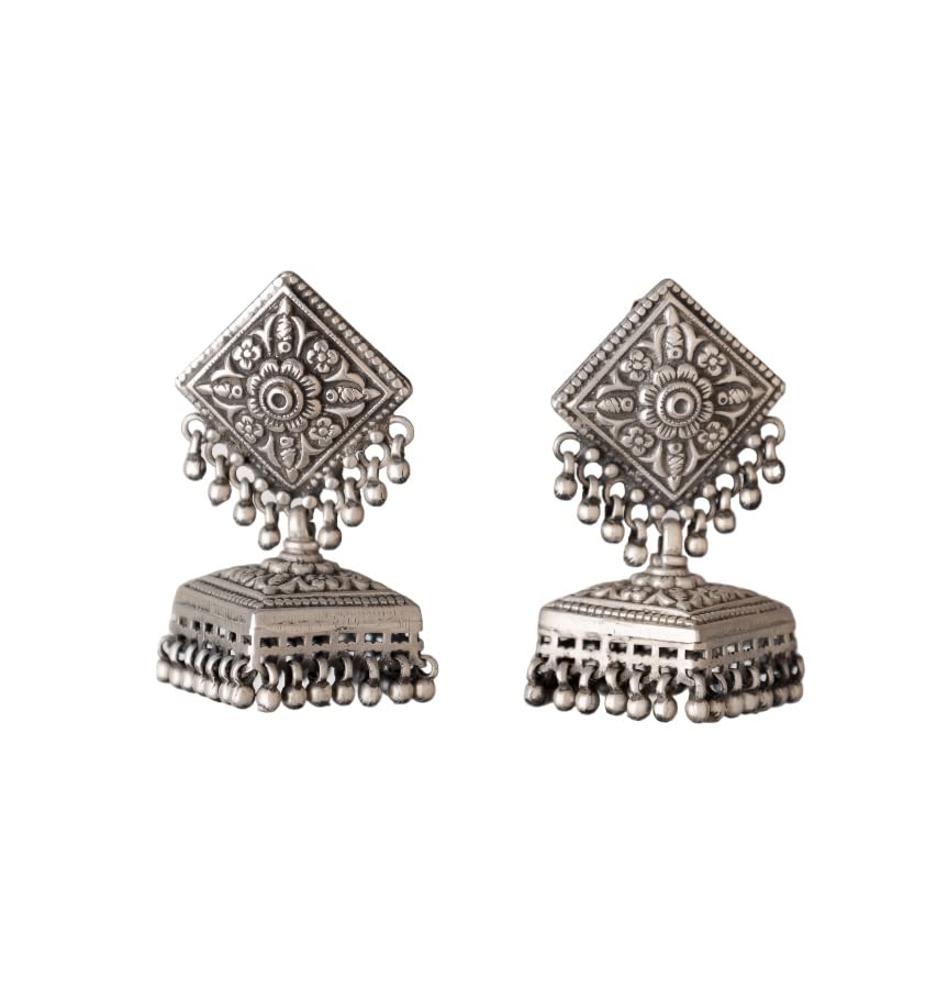 Shyle 925 Sterling Silver Jhumki Earring, Mizoya Detailed Motif Classic Jhumka, Well Stamped with 925, Traditional Oxidized Silver Earrings, Silver Jhumki, Gift for her (B0BYNSBS8K) Amazon Price History, Amazon Price Tracker