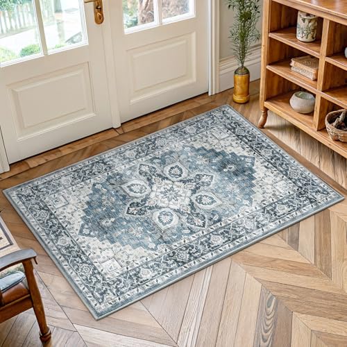 AMADA HOMEFURNISHING 2x3 Washable Area Rug, Low-Profile Entryway Rug with Non-Slip Backing & Durable Edge Binding, Vintage Rug Pattern, Small Rugs for Entryway, Kitchen & Living Room - image 1