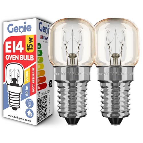 Genie E14 SES Pygmy Oven Bulbs 15W 230V Pack of 2 Oven Rated 300 C