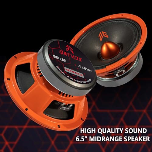 Image of MX80E2 Loudspeaker 8 Inch Midrange 640 Watts 4 Ohms Orange Bullet, Premium Quality Audio Door Speakers for Car or Truck Stereo Sound System, Orange (2 Speakers)