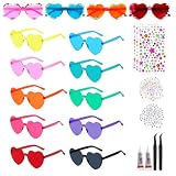 Meleager 10 Paar DIY Herzbrillen, Bunte Herz Brillen, Randlose Partybrillen Herzform, Herzsonnenbrille mit Dekorativen Accessoires für Geburtstagsfeier, JGA, Strandparty, Musikfestival, Hochzeit