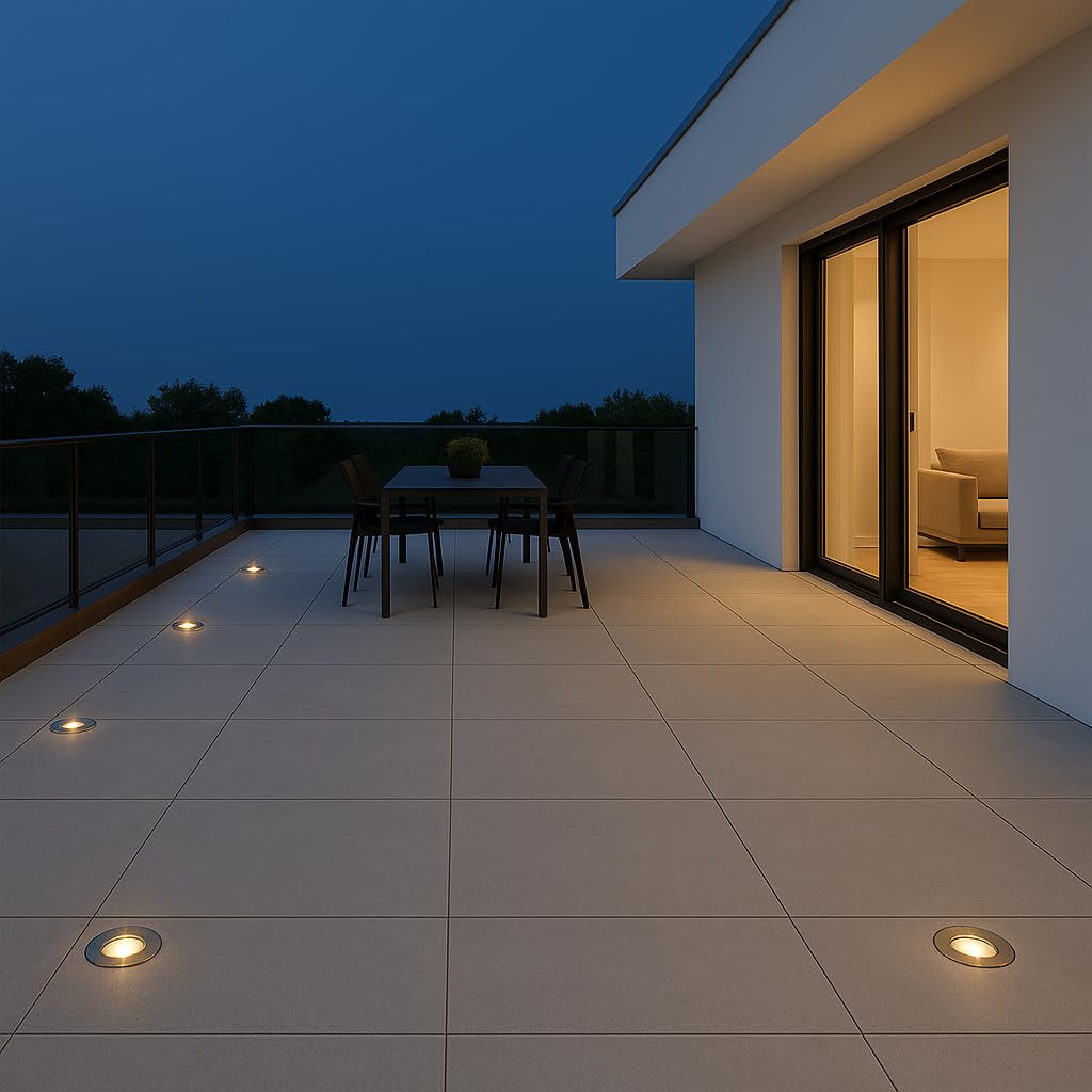 Europalamp - Pack de 5 focos redondos empotrables de suelo - Exterior – Acero inoxidable 304 - IP65 + Ampoule GU10-5w -Blanc froid 4500k - Resistente al agua