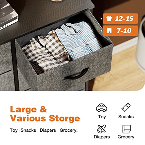 Dresser, Dresser For Bedroom Drawer Dresser Organizer Storage Drawers Fabric Storage Tower Double Dresser With 8 Drawers, Chest Of Drawers With Fabric Bins, Wood Top For Bedroom, Closet, Entryway #TOP1