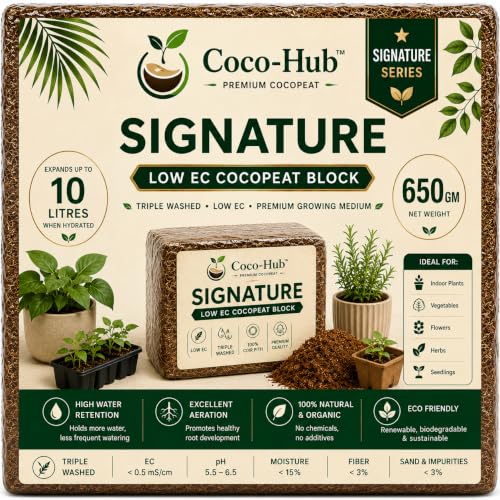 Image of Signature Series Natural Cocopeat Block 650 g | Coconut Coir Growing Medium | Expands Up to 10 litres | Ideal for Indoor & Outdoor Plants, Seed Starting, Potting Mix & Gardening