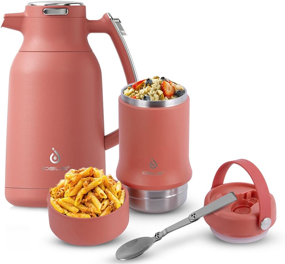 IDEUS 68 oz Stainless Steel Thermal Coffee Carafe and 20 oz Insulated Soup Container