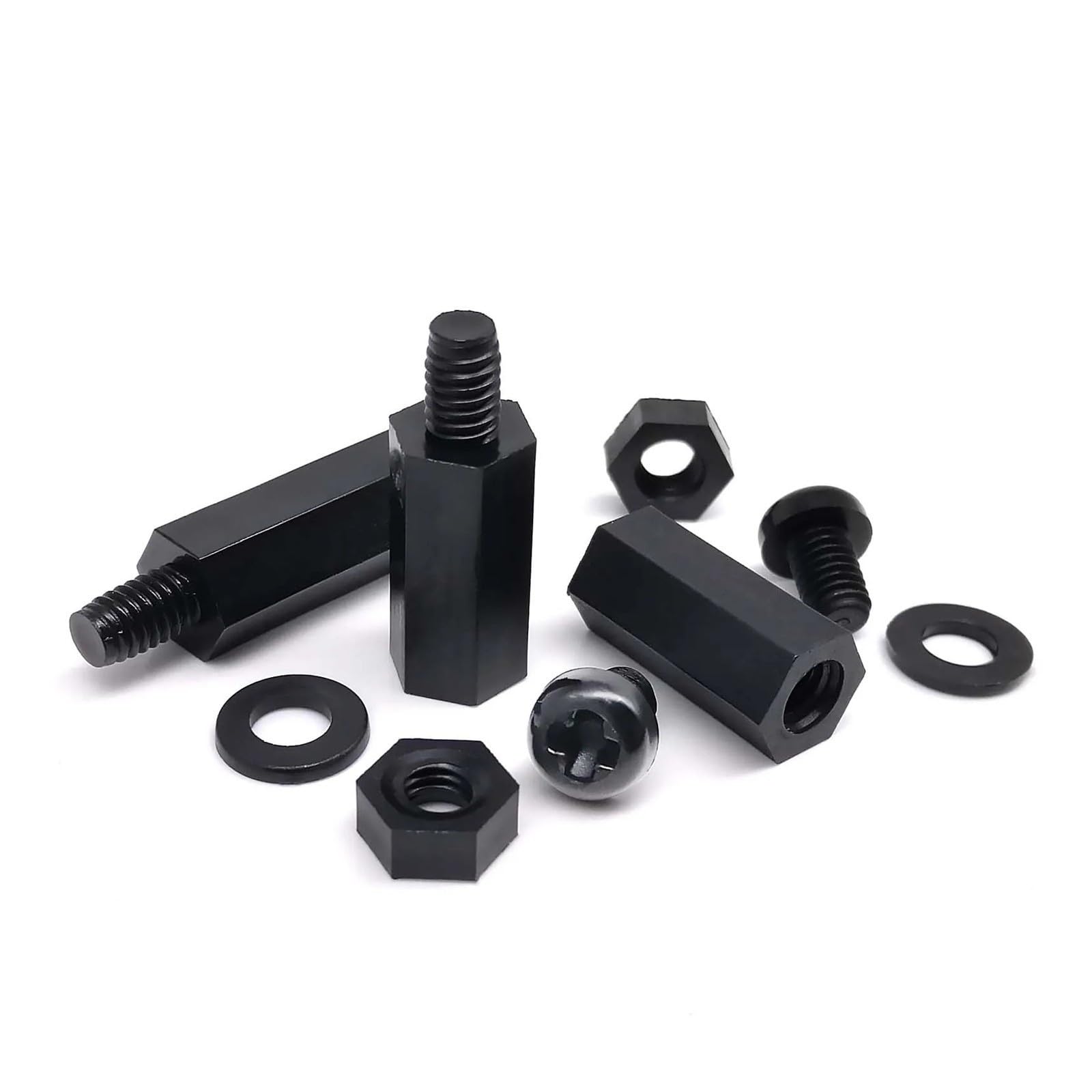 445/1300 Stück M2,5 M3 M4 schwarzer Kunststoff-Nylon-isolierter