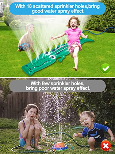 Crocodile Kids Sprinkler, Outdoor Toddler Water Toys 69.3 X 13 X 4.5In Extra Large Inflatable Splash Sprinkler For Boys Girls Backyard Garden Lawn Fun Play Games Summer Party Supplies #TOP2