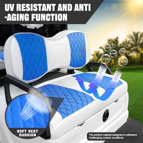 Rosefray Golf Cart Seat Cover for Yamaha Drive G29 & Drive2 Front Seat Blue&White - Image 2