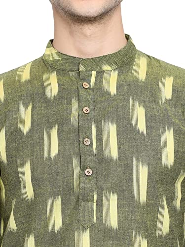 Image of Vastraa Fusion Men's Printed Kurta Pure Cotton Long Kurta, Round Collar, Full Sleeves, Button Kurta, Ethnic Wear