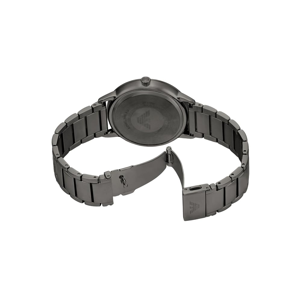 Emporio Armani Herrenuhr mit drei Zeigern, Edelstahl, Gehäusegröße 43 mm