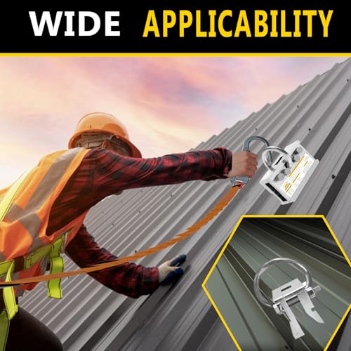 Image of Fall Protection Roof Anchor, 2-Way Standing Seam Clamp | Non-Penetrating Design | 5000lbs Capacity | Galvanized Steel | for Metal Roof & Ladder Safety