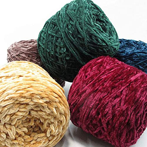 8 Oz/250G Dark Green Chenille Yarn,Diy Velvet Chenille Yarn,Bulky Luxury Chenille Yarn For Crochet Hat Scarf #TOP2