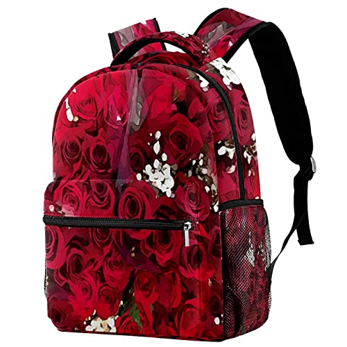 Sac à dos campus aquarelles rouges ergonomique avec porte-gourde