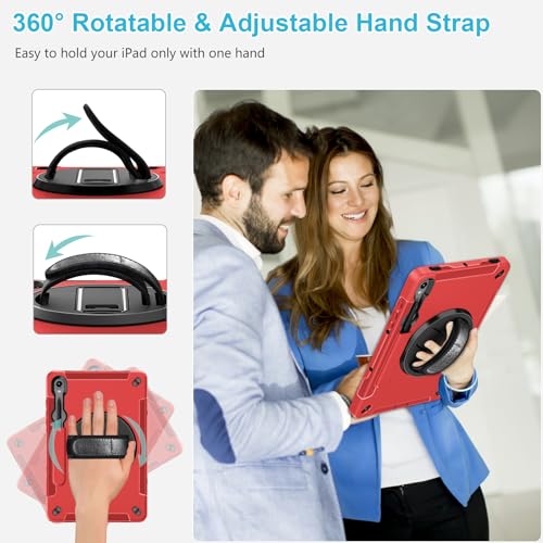 Image of Case for Galaxy Tab S10 FE &S9 FE 10.9 inch /S9 11 Inch: TPU Cover for Samsung Tablet S10 FE / 2025 / S9 FE & S9 2023 5G with Screen Protector- Stand- Handle-Shoulder Strap-S-Pen Holder-Red