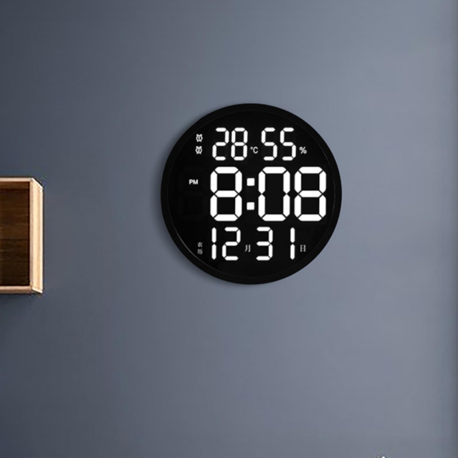 LOVIVER Orologio Elettronico Orologio da Parete Orologio Digitale Orologio LED Senza Ticchettio in Plastica E Acrilico con Schermo Segmentato Grande, Bianco, style to 2