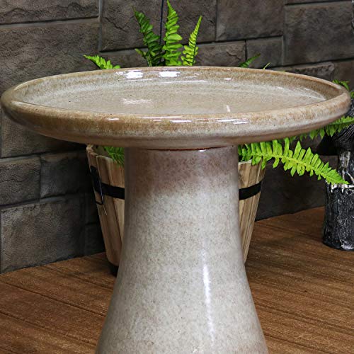 Sunnydaze Outdoor Ceramic Bird Bath - Duo-Tone - High-Fired, Hand-Painted, Uv And Frost Resistant Finish - Patio, Lawn, Garden Decorative Birdbath - Yam #TOP7
