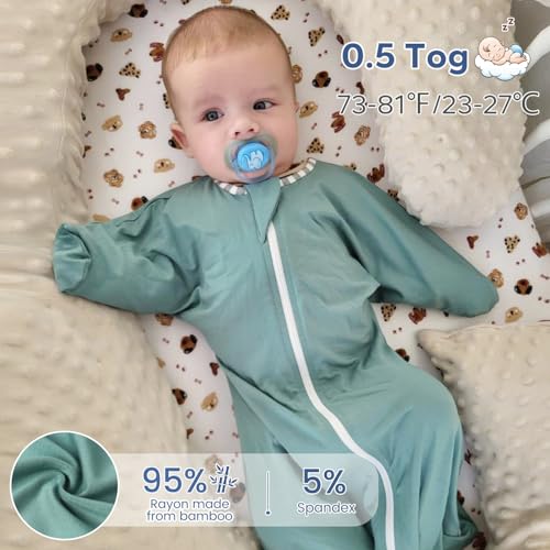 Zigjoy SD4310 Shark-Fin Transition Swaddle - 0.5 Tog Rayon Made From Bamboo Sleep Sack Soft Transitional Swaddle Baby Wearable Blanket thumb #1