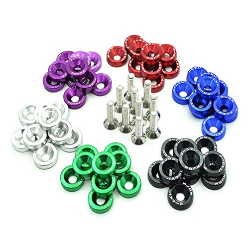 Generic 20PCS M6 Car Styling Modification JDM Sticker Stickers Password Fender Washer License Plate Bolts Auto Accessories - (Color: Silver)