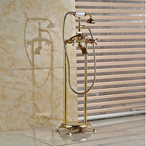 Robinet de baignoire sur pied laiton doré poli mitigeur de sol Gowe