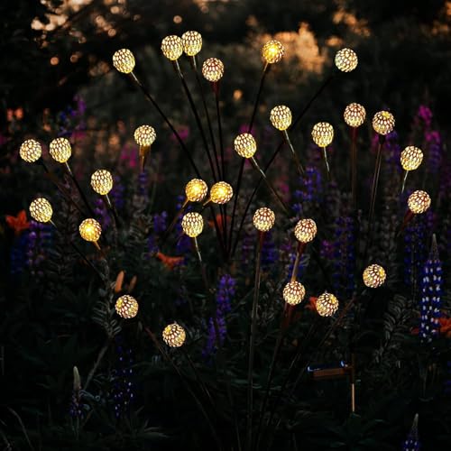Image of GIGALUMI GL-912 6 LED Solar Moroccan Ball Light IP65 Waterproof Orb Lantern with 2V Panel 600 mAh Battery for Diwali Decoration Indoor Outdoor Garden Yard Party (Pack of 1, Warm White)