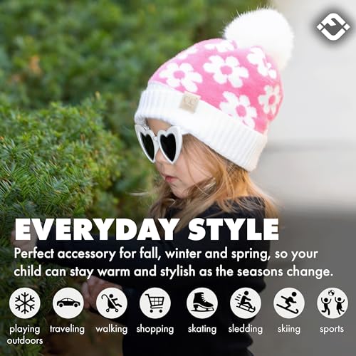 Funky Junque Cozy Toddler Cable Knit Pom Beanie - Warm Winter Hat for Kids3