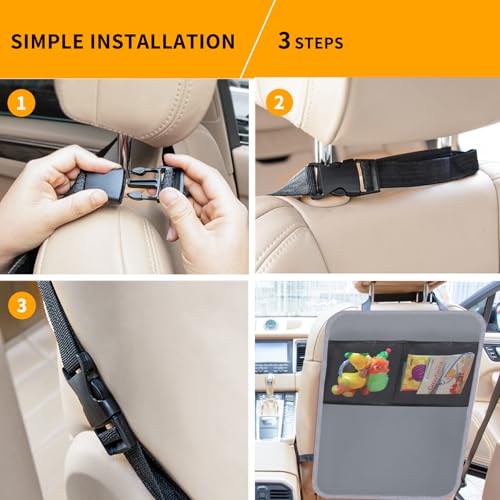Image of 2 Pack Back Seat Cover for Kids,Car Seat Back Protectors Kick Mats Grey