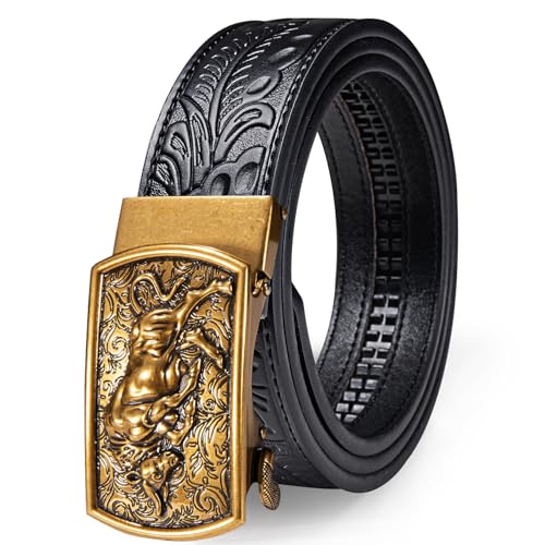 Image of Dubulle Men's Ratchet Belt Gold /Black /Red /Green /Blue /White Automatic Buckle Business Casual Belt Gift - Adjustable Fit