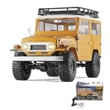 EAZYRC X FMS 1/10 Toyota Land Cruiser FJ40 RS with Licensed RC Truck Blue, All Terrain Waterproof 4WD 35T 550 Motor RC Crawler for Adult,2.4Ghz Remote Control, No Battery (Yellow)