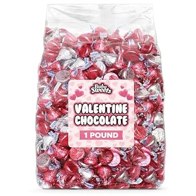 Pink and Silver Foil-Wrapped Milk Chocolate Candy - 1lb Individually Wrapped Chocolate for Gift Bags, Candy Bowls, Parties & Treats Approx. 100 Pieces