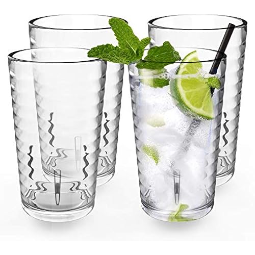 ALIMOTA Plastic Tumblers Cups, [UNBREAKABLE Acrylic] Plastic Water Tumbler Drinking Glasses, 13-Ounce Set of 4, Shatter-Proof, Dishwasher Safe, BPA Free, Reusable Cups for Water, Juice, Cocktail…