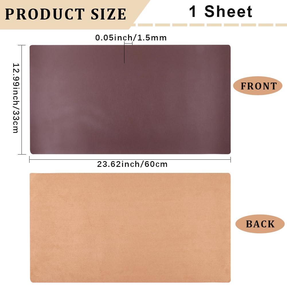 CALFOVERA 60cm x 33cm x 1.5mm Tooling PU Leather Upholstery Fabric Scratch-Resistant Soft Leatherette Sheet Waterproof Synthetic Dark Brown Faux Leather Vinyl Roll for DIY Crafts - Image 2