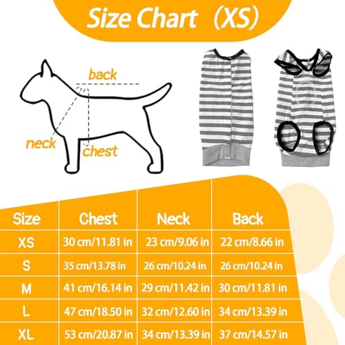 Hundebody nach Operationen, Hundebody nach Operationen, Auslaufschutz, weicher Genesungsanzug für Hunde, Schutzanzug für Hunde (1 Stück – XS)