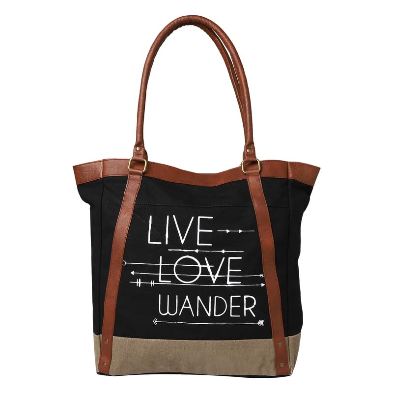 Mona B Large Canvas Handbag for Women | Zipper Tote Bag for Grocery, Shopping, Travel | Stylish Vintage Shoulder Bags for Women (Black) - (M-6014) (B0D2KYCWY6) Amazon Price History, Amazon Price Tracker
