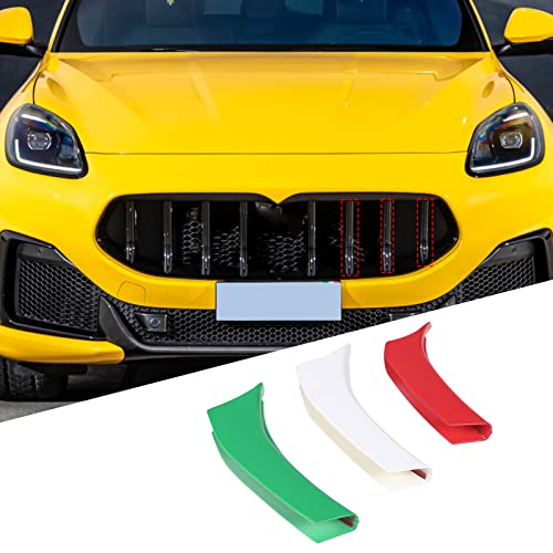Image of Compatible with Maserati Grecale 2022 2023 Front Grill Decoration Strips Cover Trims Moulding Decoration Accessories ABS Snap-on Front Grill Mesh Car Styling 3 Pieces Grille Inserts