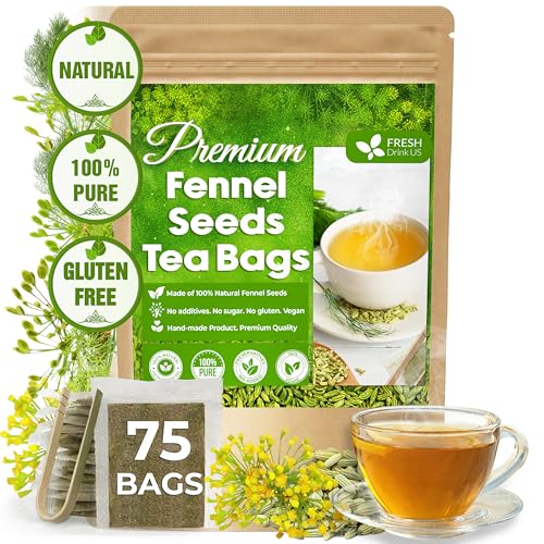FreshDrinkUS, Premium 75 Fennel Seed Tea Bags – 100% Natural