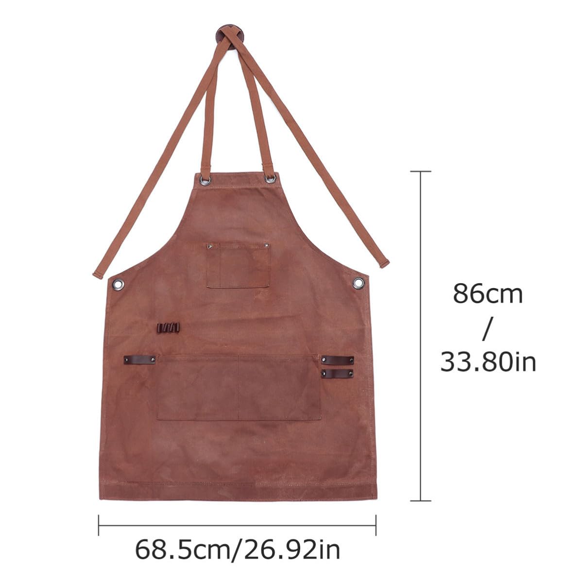 Holzbearbeitungsschürze aus Gewachstem Canvas Schürze mit Tasche Khaki Kreuzrücken Design Werkzeugtaschen für Schreiner und Mechaniker