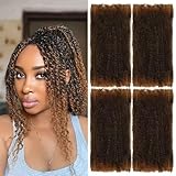 16 Inch 4 Bundles 40Grams Afro Kinkys Bulk Hair for Micro Twist Natural Black Afro Kinky Curly Braiding Synthetic Hair for Locs Repair Micro Locs Springy Twist Crochet Hair for Black Woman # 1B30