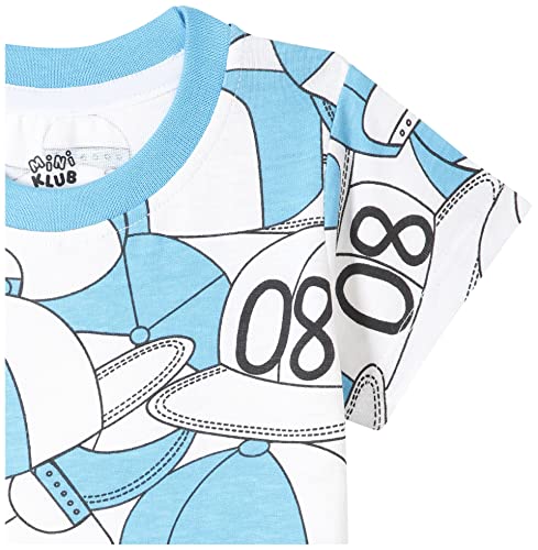 Image of miniklub Boys Yellow & Blue Typography Set Of 3 Striped Cotton T-Shirt