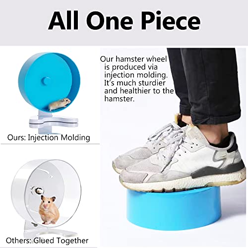 Hi-Era Super Silent Hamster Wheel, 8.5 Inches Small Animal Exercise Wheel For Gerbil, Syrian & Dwarf, 3 Ways To Place (Tabletop, Cage Mounted Or Suction Cups), Blue #TOP3
