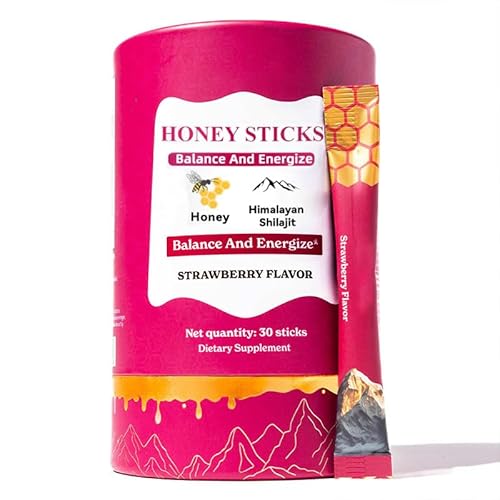 Strawberry - Flavored Shilajit Honey Sticks for Women | Natural Energy & Vitality Enhancer with Shatavari & Saffron | Hormonal Balance, Focus & Stamina Support | 30 Sticks (1 Pack)