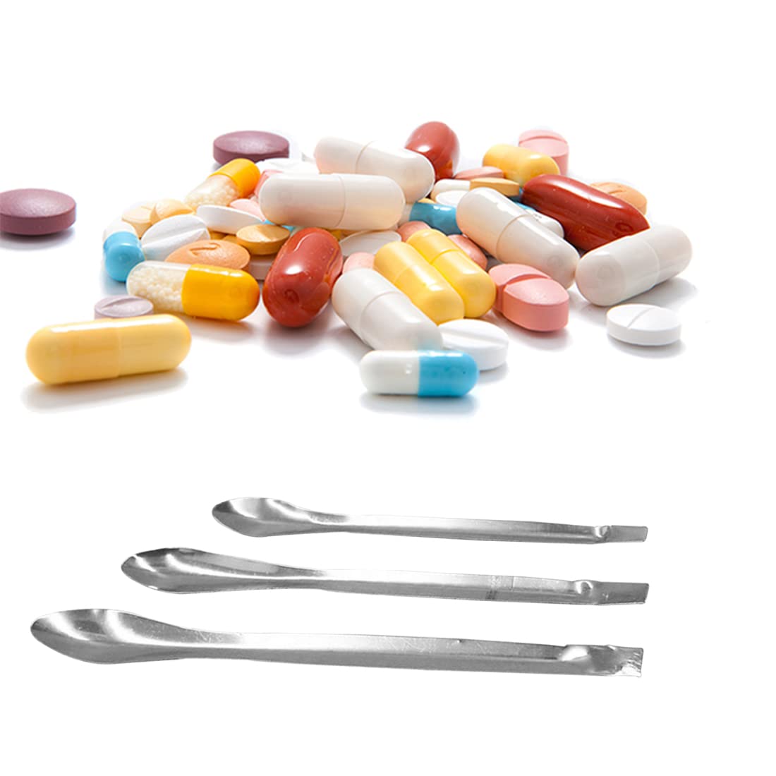 6 morceaux de cuillères de laboratoire, des cuillères en acier inoxydable, des cuillères de laboratoire, des cuillères miniatures d'échantillonnage, des cuillères médicales pour le mélange