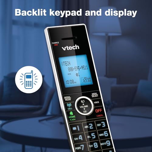 Image of VTech DS6771-3 Connect to Cell, Cordless Phone with Answering Machine, DECT 6.0 Headset+2 Handset Intercom, Bluetooth, Caller ID /Call Waiting, Expandable System - Silver /Black (Pack of 2)