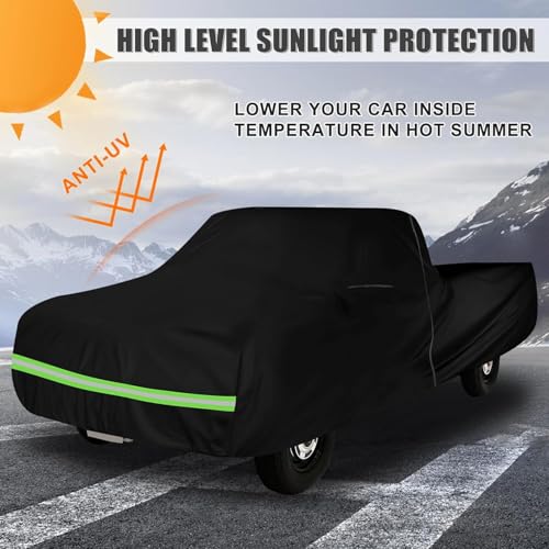 Image of Waterproof Truck Cover Compatible with 1972-1993 Dodge Ram D /W Series D100 /150 /200 /250 /300 Standard Cab Long 8ft Bed, 420D All Weather Truck Covers with Zipper Door for Snow Rain Protection