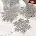 Sea Team Plastic Christmas Glitter Snowflake Ornaments Christmas Tree Decorations, 4-inch, Set of 36, Silver