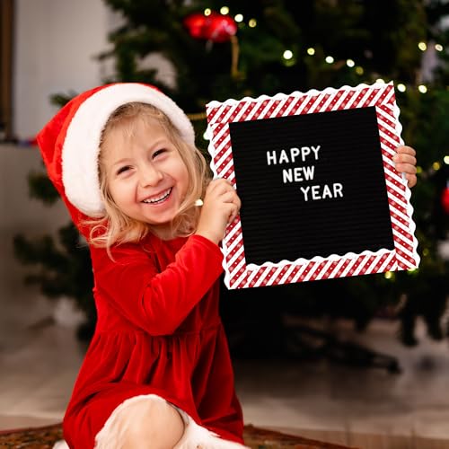 Image of BeYumi Christmas Stripe Border Trim - 65ft Winter Christmas Candy Cane Stripes Snowflake Rolled Border Trim Xmas Red and White Bulletin Board Borders School Classroom Office Chalkboard Party Decor
