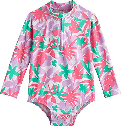 Coolibar UPF 50+ Baby Wave One-Piece Swimsuit - Sun Protective (12-18 Months- Watermelon Floral Palm Camo)