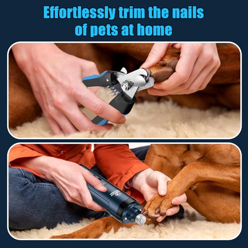Image of VIWIK Dog Nail Grinder, Dog Nail Trimmers with LED Lights, Pet Nail Clippers Kit for Large Medium Small Dogs & Cats, 2-Speed Quiet Electric USB Rechargeable Pet Paws Grooming Tool Blue