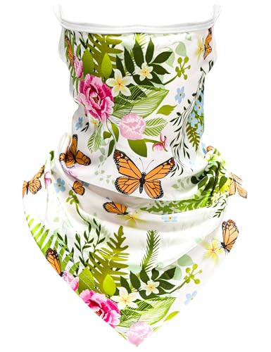 FISHEAL UV Sun Protection Face Scarf Mask, Breathable Gardening Face Cover Neck Gaiter with Ear Loops Bandana for Men Women