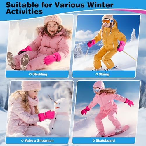 ThxToms Kids Winter Gloves Waterproof Ski Snowboard Gloves for Ourdoor Sports, Boys and Girls Cold Weather Bike Gloves 6 51Er4Wb 81L. AC